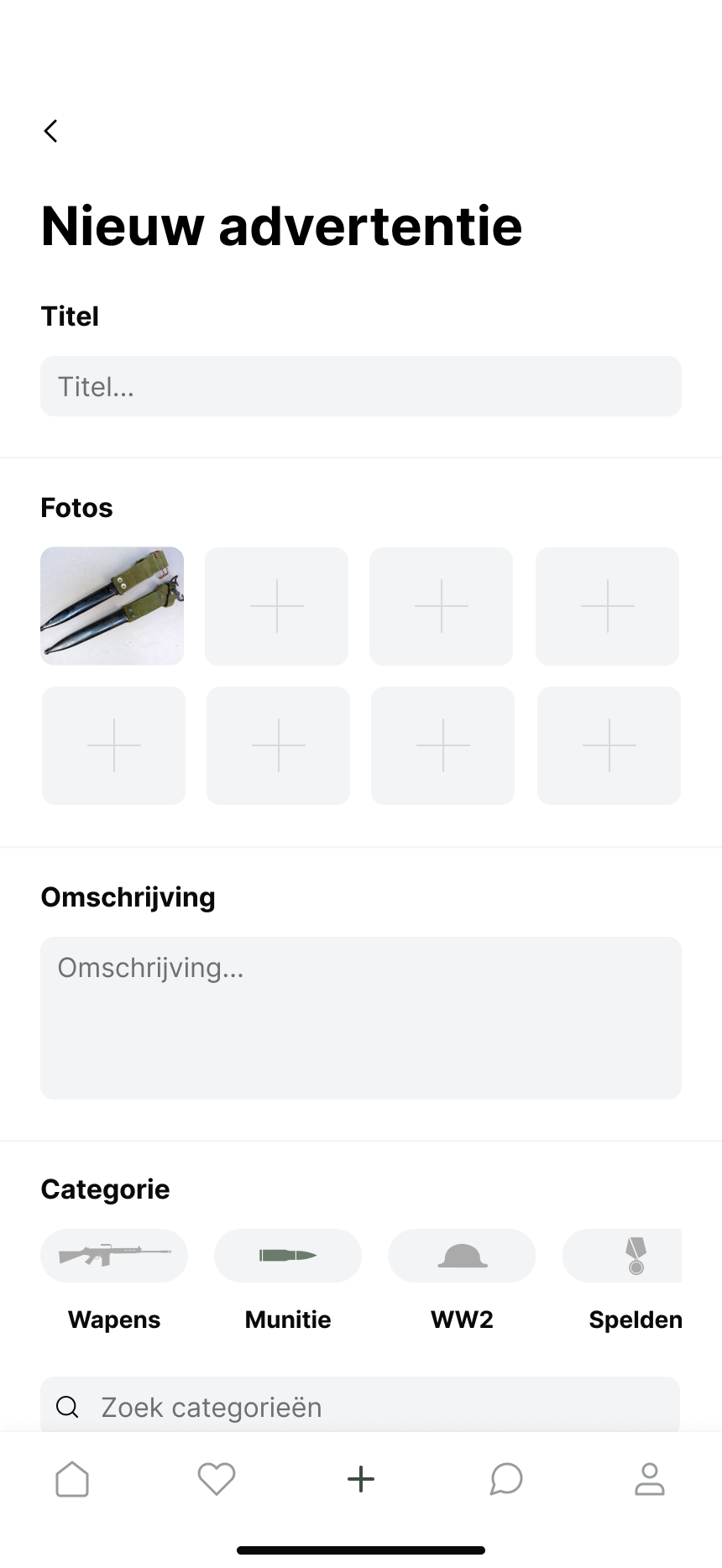 Surplusmarkt app – create advertisement
