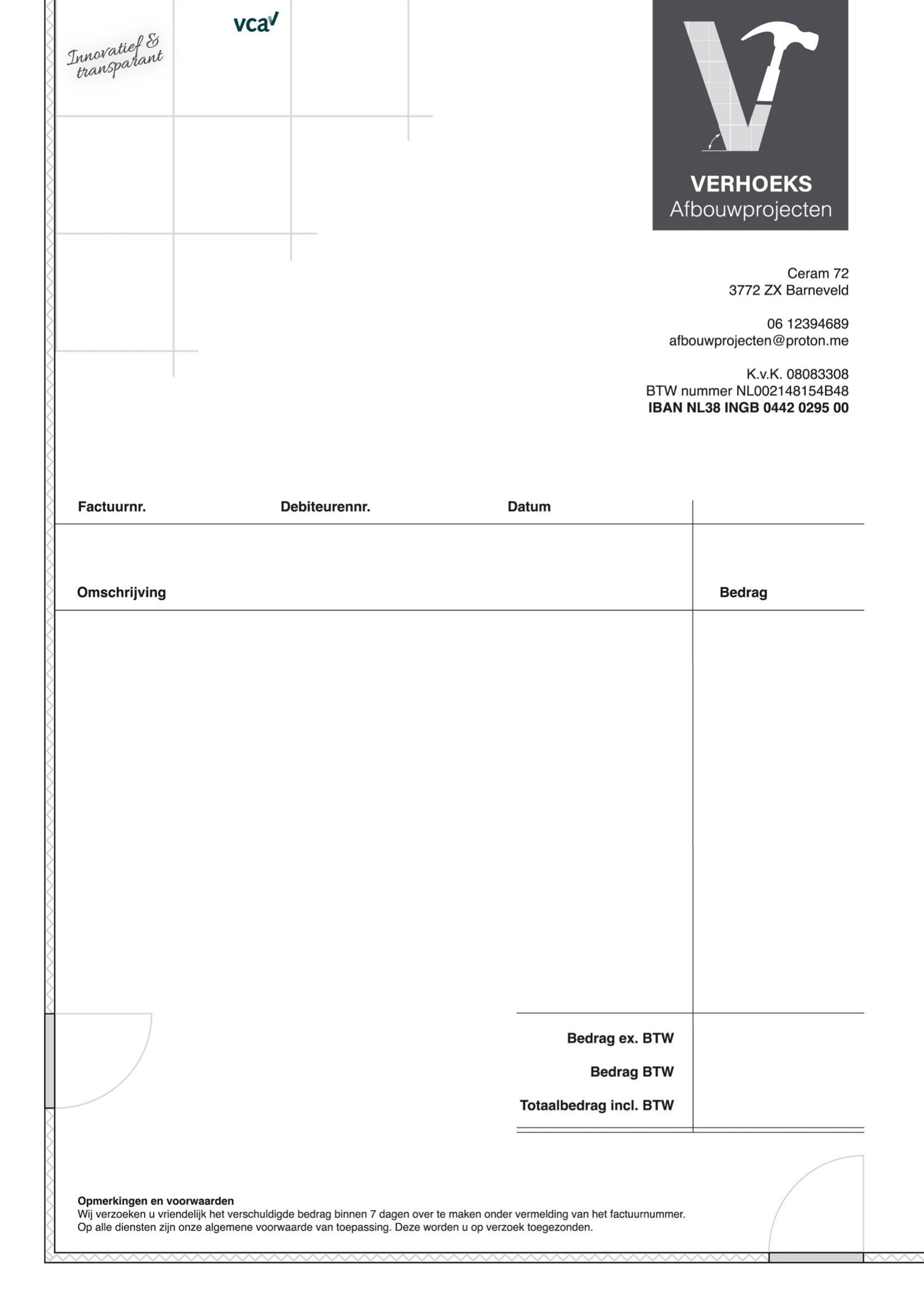 Verhoeks Construction Projects website mock‑up